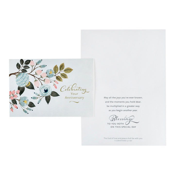 DaySpring - Anniversary - Celebrating Your Anniversary - 4 Design Assortment with Scripture - 12 Boxed Floral Cards and Envelopes (18561)