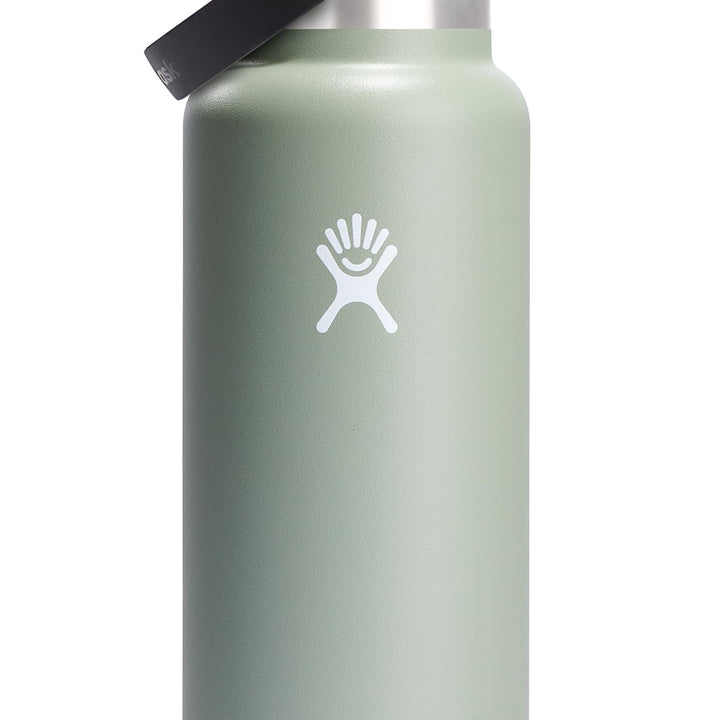 Hydro Flask Stainless Steel Wide Mouth Water Bottle with Flex Straw Lid and Double-Wall Vacuum Insulation Agave 40 Oz