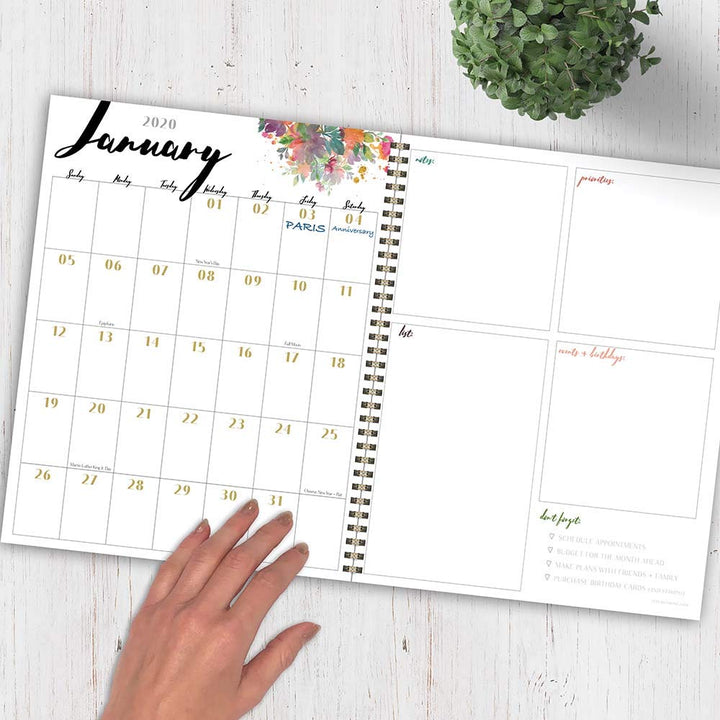 2020 Green & Gold Large Weekly Monthly Planner