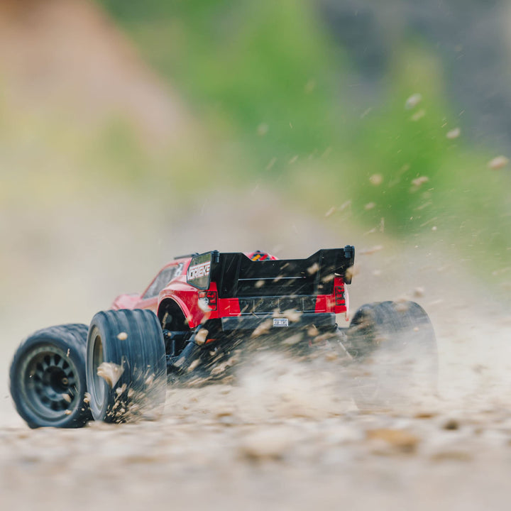 ARRMA RC Truck 1/10 VORTEKS 4X2 Boost MEGA 550 Brushed Stadium Truck RTR with Battery & Charger, Red, ARA4105SV4T1