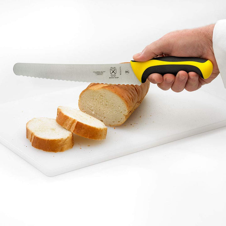 Mercer Culinary Millennia Colors Bread Knife, 10-Inch Wavy Edge Wide, Yellow Wide Wavy Edge Bread Knife 10" Bread Knife (Wavy Edge Wide)