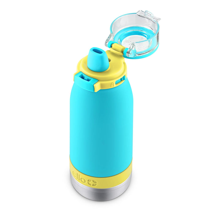 Ello Emma 14oz Vacuum Insulated Stainless Steel Kids Water Bottle with Straw and Built-in Carrying Handle and Leak-Proof Locking Lid for School Backpack, Lunchbox and Outdoor Sports Sky