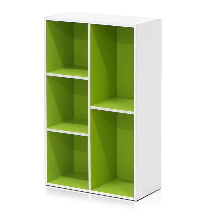 Furinno Pasir 3-Tier Open Shelf Bookcase, White/Green 11003WH/GR 3-Tier Cube