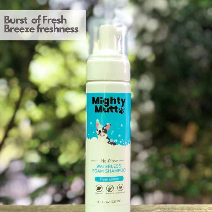 Mighty Mutt Hypoallergenic Waterless Shampoo for Dogs | Dry Shampoo for Dogs | Waterless Foam No Rinse | Anti-Itch, Soothing and Deodorizing | Fresh Breeze |,8 Fl Oz