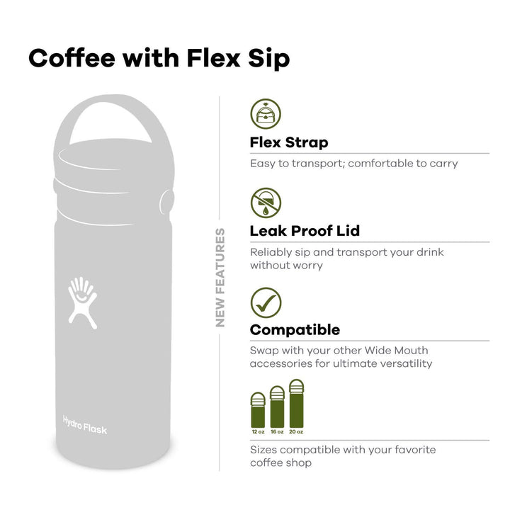 Hydro Flask 16 oz Wide Mouth Bottle with Flex Sip Lid White