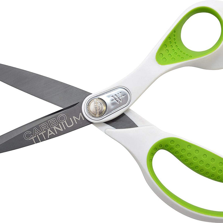 Westcott 16446 7- and 9-Inch CarboTitanium Fabric Scissors for Crafting, White/Green, 2 Pack 7-inch & 9-inch Combo Bent