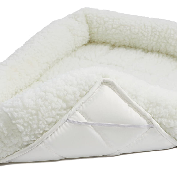 MidWest Homes for Pets Bolster Fleece Pet Bed for Dog And Cats 24L-Inch White w/ Comfortable Bolster | Ideal for Small Dog Breeds & Fits a 24-Inch Dog Crate | Machine Wash & Dry | 1-Year Warranty