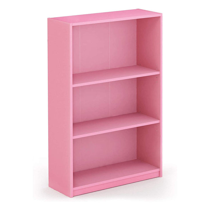 FURINNO JAYA Simple Home 3-Tier Adjustable Shelf Bookcase, Pink