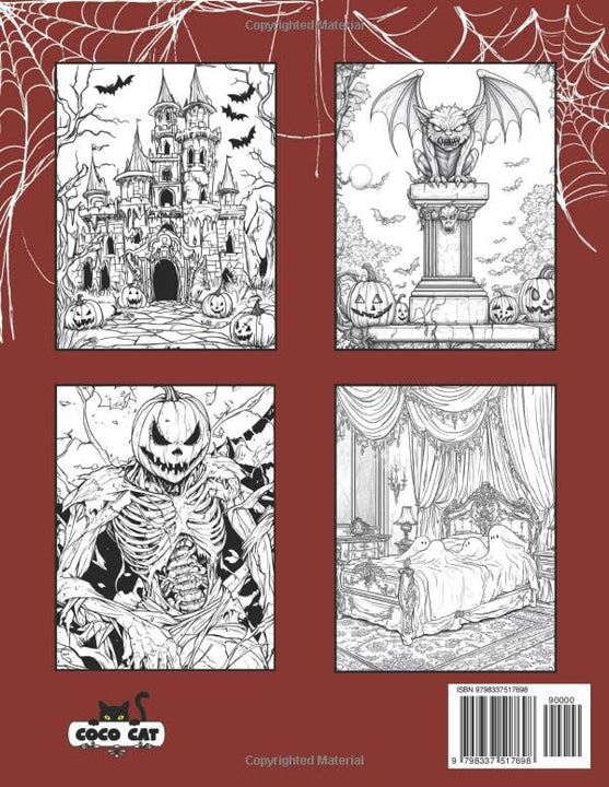 Halloween Haunted Town: A Spooky Coloring Book for Adults and Teens