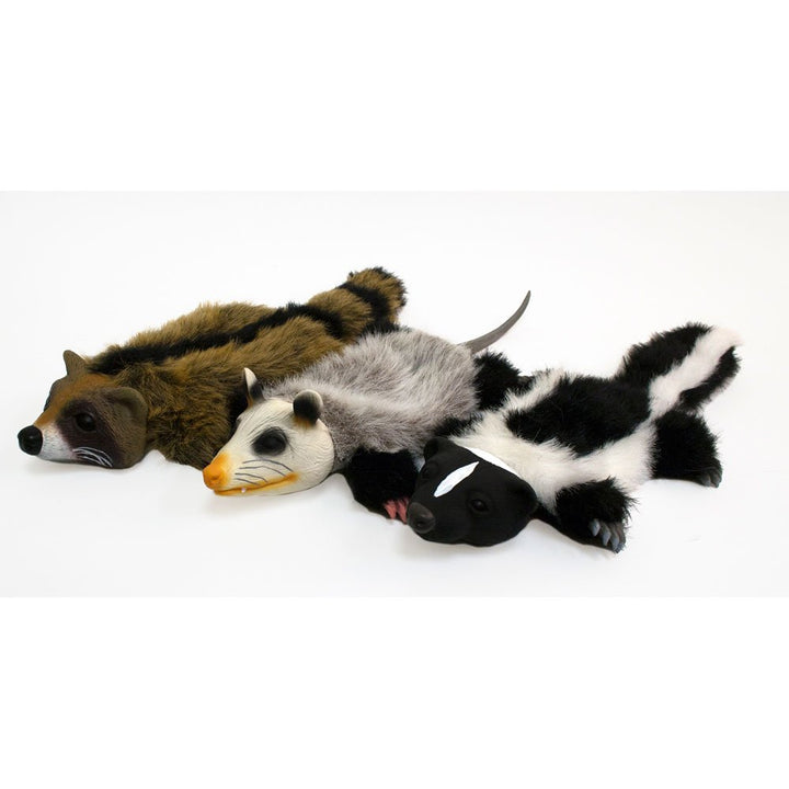 Hyper Pet Real Skinz Plush Dog Toy with Squeaker, Raccoon Brown Large