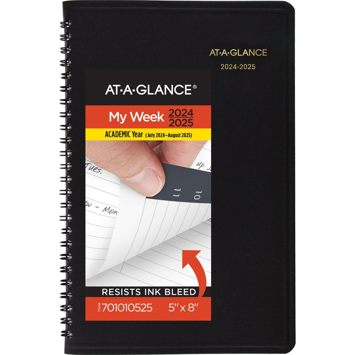 AT-A-GLANCE Planner 2024-2025 Academic, Weekly, Hourly Appointment Book, 5" x 8", Small, Flexible Cover, Black (7010105) 2024-2025 New Edition