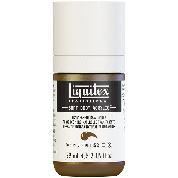 Liquitex Professional Soft Body Acrylic Paint, 59ml (2-oz) Bottle, Transparent Raw Umber 2-oz Bottle