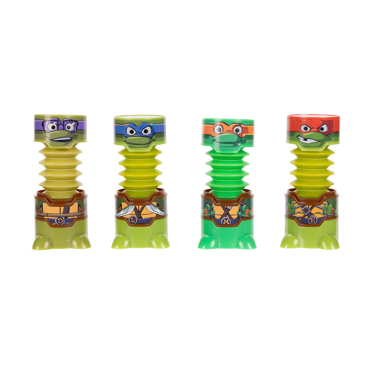 TMNT Figures 4-Pack Officially Licensed Bendable Fun Iconic Characters, Great Sensory Fidget Play Pop Out Tubes