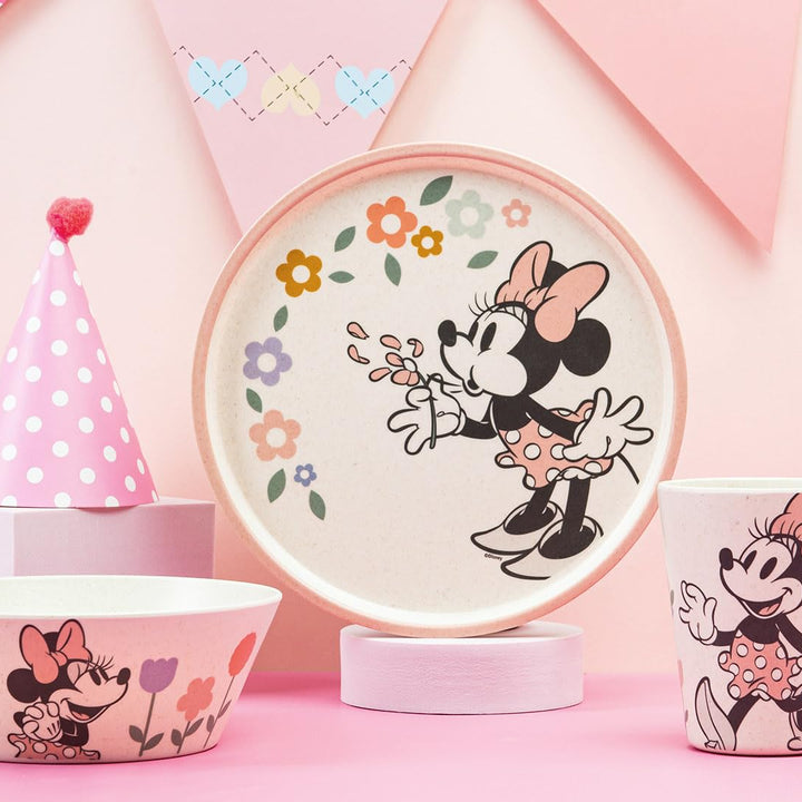 Zak Designs Disney Kids Dinnerware Set 3 Pieces, Durable and Sustainable Melamine Bamboo Plate, Bowl, and Tumbler are Perfect For Dinner Time With Family (Minnie Mouse) 8" Plate, 6" Bowl, 10oz Tumbler Minnie Mouse