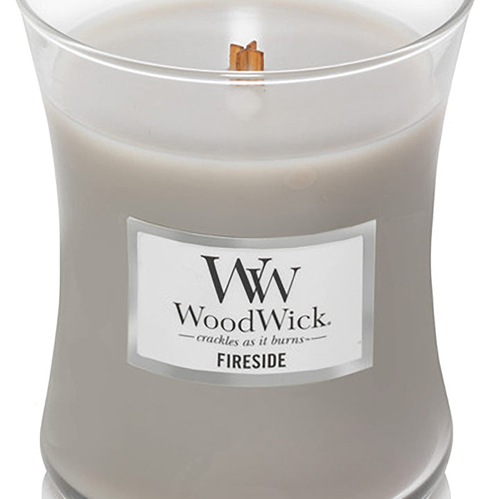 WoodWick Medium Hourglass Candle, Fireside - Premium Soy Blend Wax, Pluswick Innovation Wood Wick, Made in USA WoodWick Medium - Single Pour