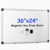 VUSIGN Magnetic White Board Kit for Wall 36" x 24", 1 Dry Eraser & 2 Multicolor Markers & 4 Magnetic Pins, Sliver Reinforced Aluminum Frame for Home, School, Office Silver 36" x 24"
