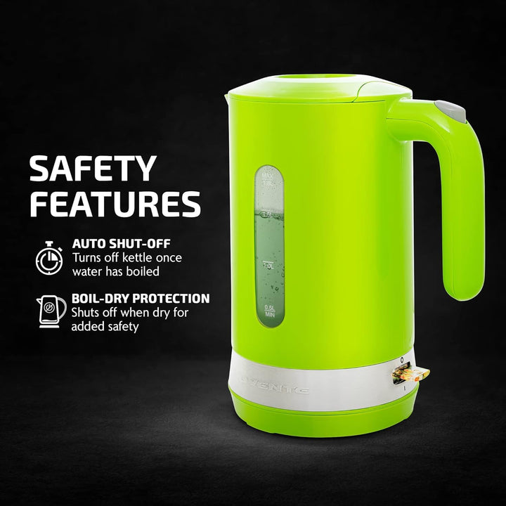 OVENTE Electric Kettle Hot Water Heater 1.8 Liter - BPA Free Fast Boiling Cordless Water Warmer - Auto Shut Off Instant Water Boiler for Coffee & Tea Pot - Black KP413B Black ProntoFill Easy Fill