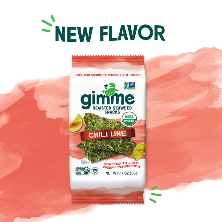 gimMe - Chili Lime - 6 Count - Organic Roasted Seaweed Sheets - Keto, Vegan, Gluten Free - Great Source of Iodine & Omega 3’s - Healthy On-The-Go Snack for Kids & Adults #3 Chili Lime