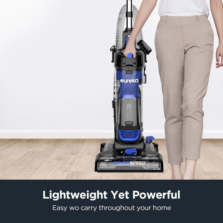 EUREKA PowerSpeed Lightweight Powerful Upright Vacuum Cleaner for Carpet and Hard Floor, Pet Turbo, Black,Yellow NEU181D w/ Pet Tool