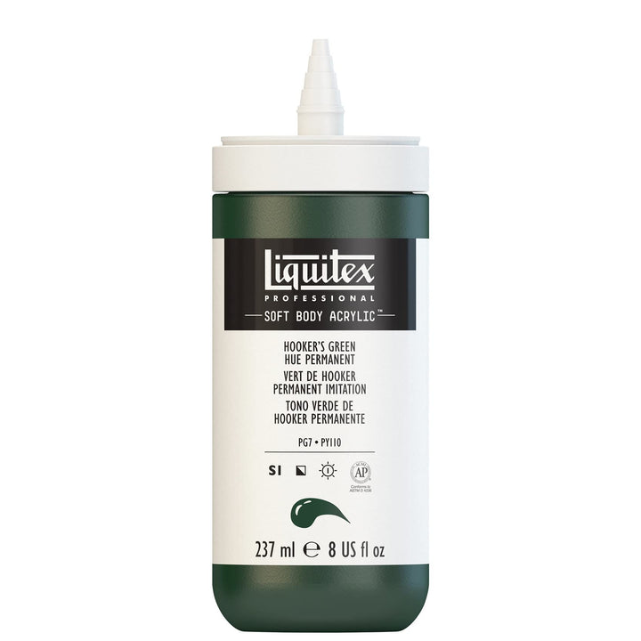 Liquitex Professional Soft Body Acrylic Paint, 237ml (8-oz) Bottle, Hooker's Green Hue Permanent 8-oz Bottle