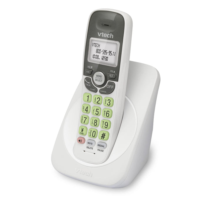 [New] VTech VG131 DECT 6.0 Cordless Phone - Bluetooth Connection, Blue-White Display, Big Buttons, Full Duplex Speakerphone, Caller ID,Easy Wall Mount, 1000ft Range (White/Grey) Caller ID + Bluetooth White