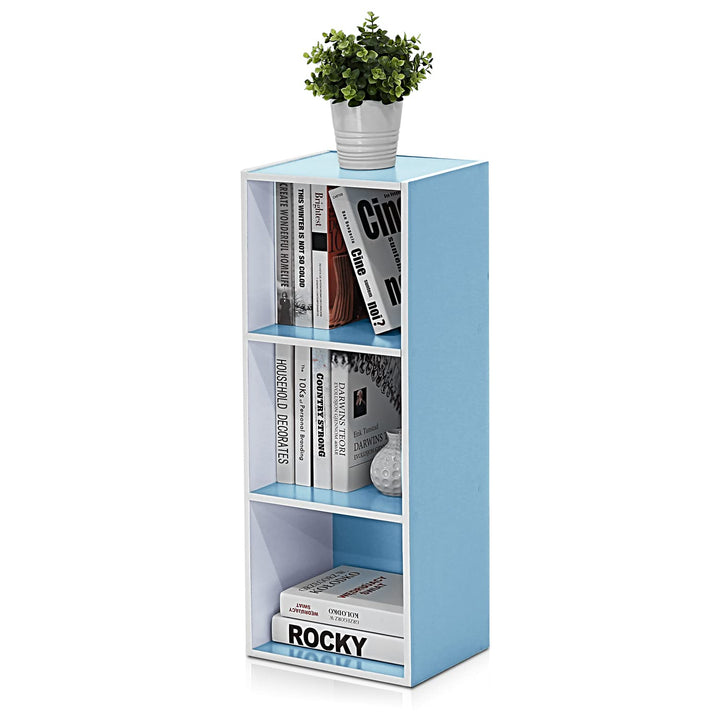 Furinno Pasir 3-Tier Open Shelf Bookcase, White/Green 11003WH/GR 3-Tier Cube