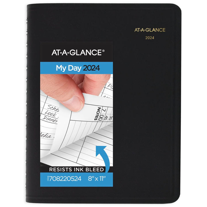 AT-A-GLANCE 2024 Daily Planner, Four Person Appointment Book, Quarter-Hourly Appointment Book, 8" x 11", Large, Black (708220524) 2024 Old Edition