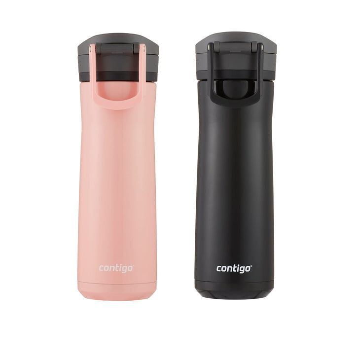 Contigo Jackson Chill 2.0 Vacuum-Insulated Stainless Steel Water Bottle, Secure Lid Technology for Leak-Proof Travel, Keeps Drinks Cold for 12 Hours, 20oz 2-Pack, Pink Lemonade & Licorice 20oz 2 Pack