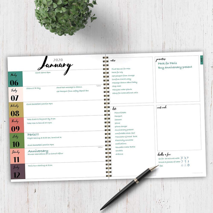 2020 Green & Gold Large Weekly Monthly Planner