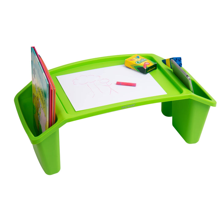 Mind Reader Kids Lap Desk, Activity Tray, Drawing, Stackable, Classroom, Portable, Plastic, 22.25" L x 10.75" W x 8.5" H, Green 1-Pack