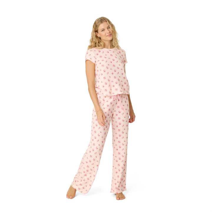 PJ Salvage Women's [ Exclusive] Airy Waffle Pajama 2-Piece Pj Set Small Blush Rose