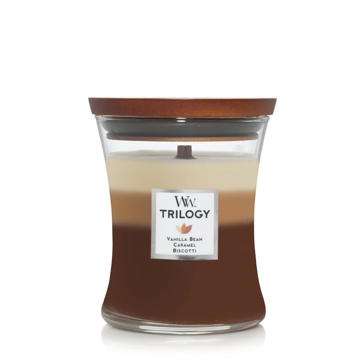 WoodWick Medium Hourglass Candle, Cinnamon Chai - Premium Soy Blend Wax, Pluswick Innovation Wood Wick, Made in USA & Medium Hourglass Candle, Cafe Sweets - Premium Soy Blend Wax