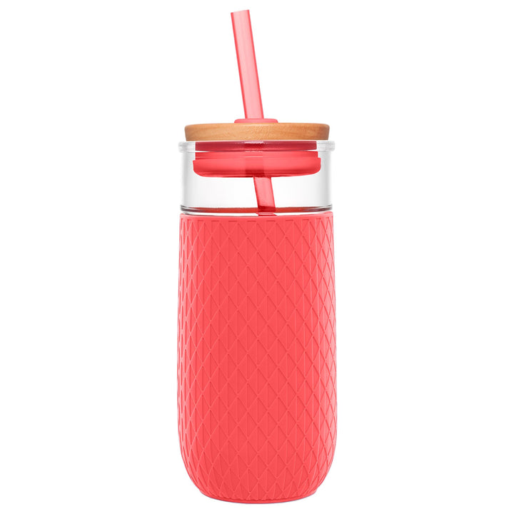 Ello Devon Glass Tumbler with Silicone Sleeve Coral