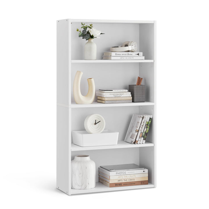 VASAGLE Bookshelf, 23.6 Inches Wide, 4-Tier Open Bookcase with Adjustable Storage Shelves, Floor Standing Unit, Cloud White ULBC164T14 1 Pack 4 Tiers (23.6"W x 42.4"H)