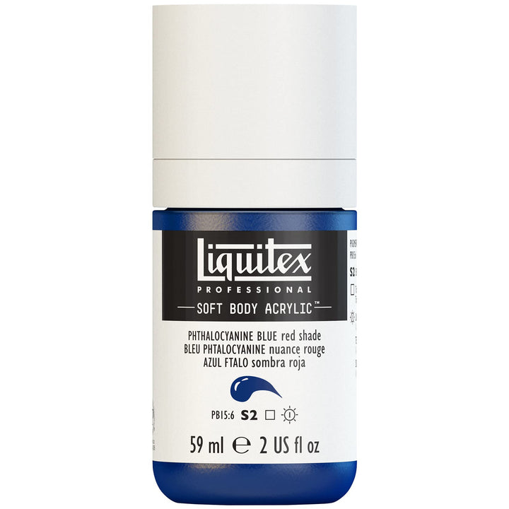 Liquitex Professional Soft Body Acrylic Paint, 59ml (2-oz) Bottle, Phthalocyanine Blue (Red Shade) 2-oz Bottle Phthalocyanine Blue (Red Shade)