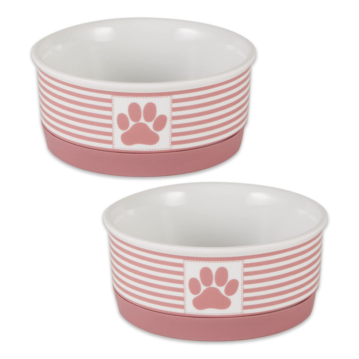 Bone Dry Paw & Patch Ceramic Pet Collection, Small Set, 4.25x2, Rose, 2 Piece,5742 Small Bowl Set, 4.25x2"