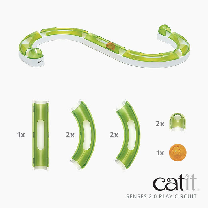 Catit Senses 2.0 Play Circuit Interactive Cat Toy - 8-Piece Closed-Track Ball Toy for All Breed Sizes Standard Packaging