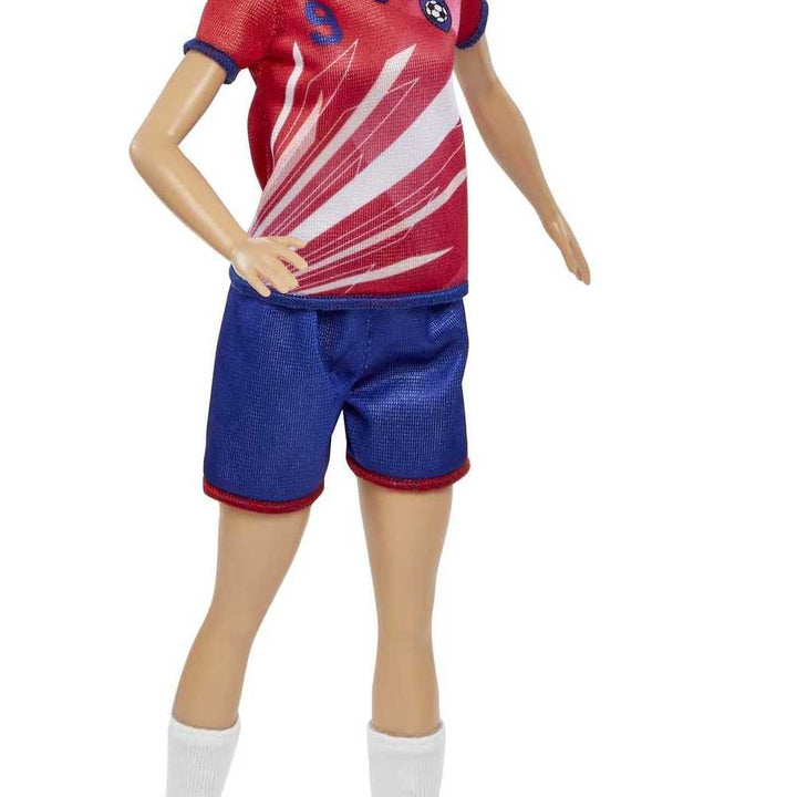 Barbie Soccer Fashion Doll with Blonde Ponytail, Colorful #9 Uniform, Cleats & Tall Socks, Soccer Ball Multicolor