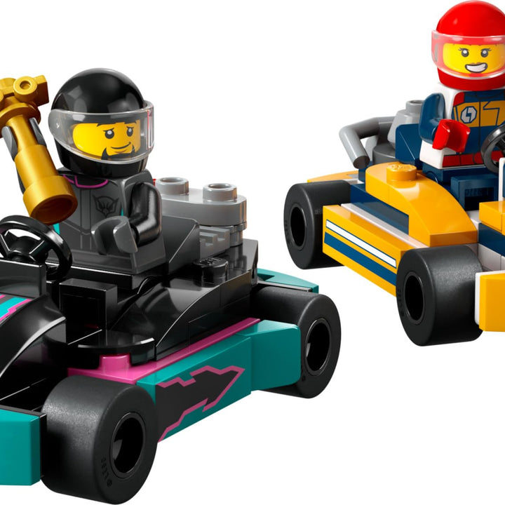 LEGO City Go-Karts and Race Drivers Toy Playset, 2 Driver Minifigures, Racing Vehicle Car Toy, Fun Race Car Toy Gift for Kids Aged 5 and Up, 60400