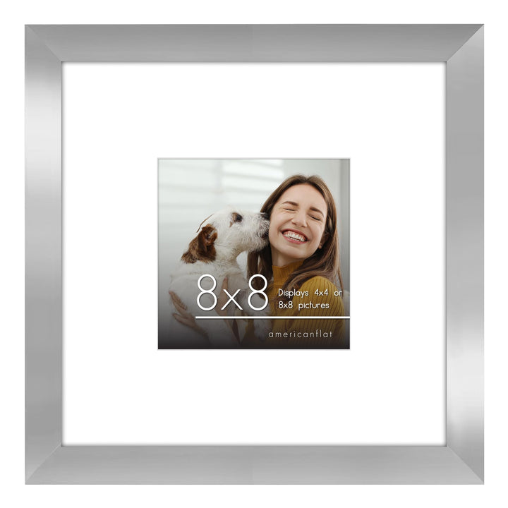 Americanflat 6x8 Picture Frame with Shatter-Resistant Glass - Use as 3x5 Frame with Mat or 6x8 Frame Without Mat - Signature Collection - Photo Frame for Tabletop and Wall Display - White 6x6