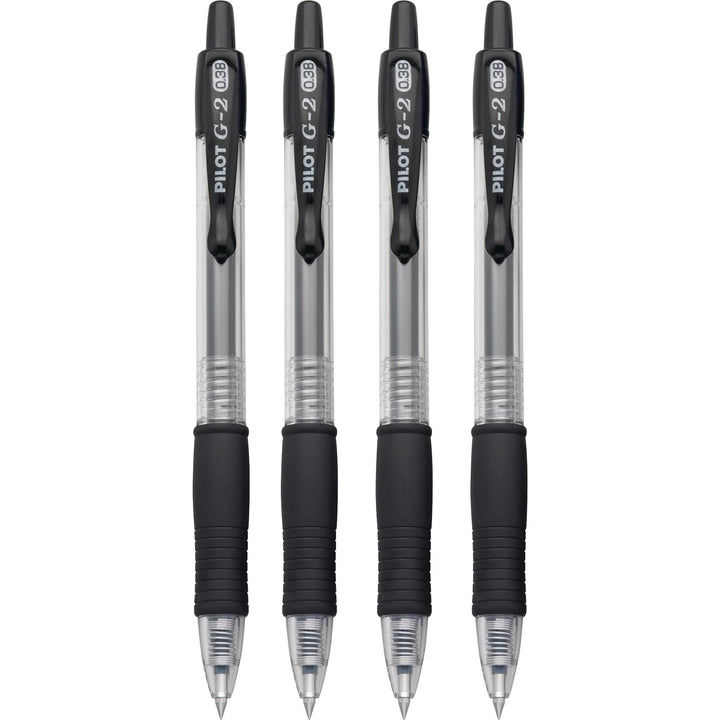 Pilot, G2 Premium Gel Roller Pens, Ultra Fine Point 0.38 mm, Pack of 4, Black 4 Count (Pack of 1)