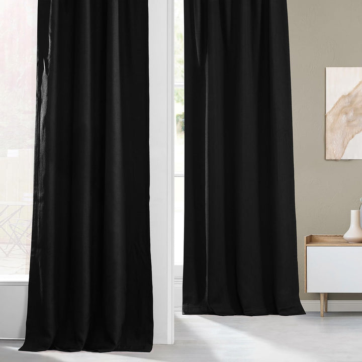 HPD Half Price Drapes Faux Linen Room Darkening Curtains - 108 Inches Long Luxury Linen Curtains for Bedroom & Living Room (1 Panel), 50W X 108L, Essential Black