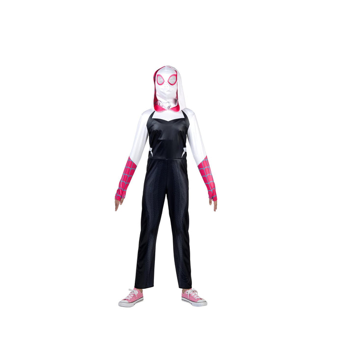 MARVEL Spider-Gwen Official Adult Halloween Costume - Premium Quality Hooded Jumpsuit with Pull On Fabric Mask Medium