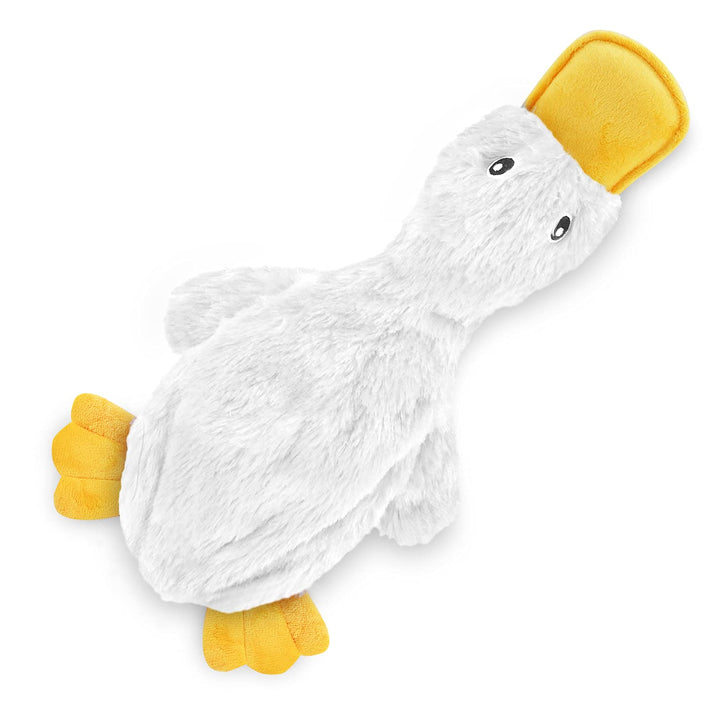 Best Pet Supplies Crinkle Dog Toy for Small, Medium, and Large Breeds, Cute No Stuffing Duck with Soft Squeaker, Fun for Indoor Puppies and Senior Pups, Plush No Mess Chew - White, Yellow & Green