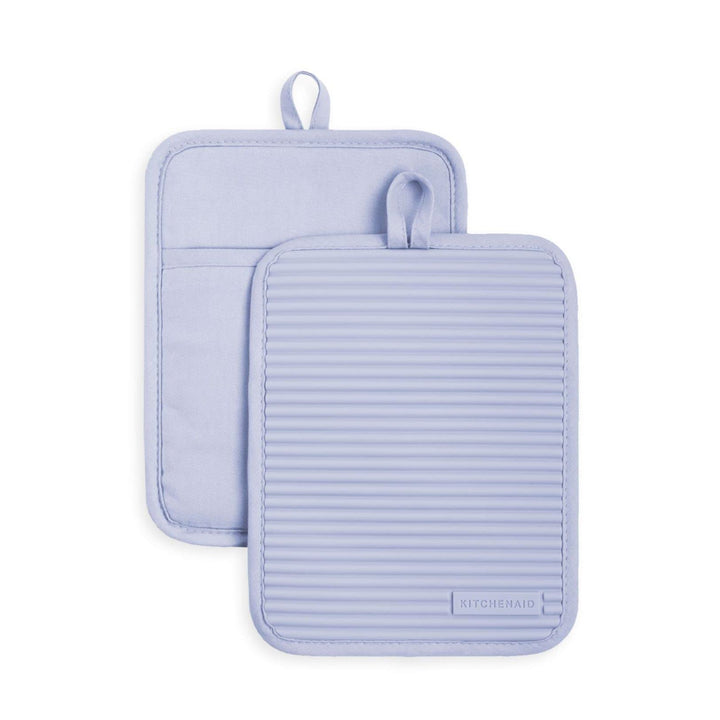 KitchenAid Ribbed Soft Silicone Pot Holder Set, Lavender Cream 7"x9"