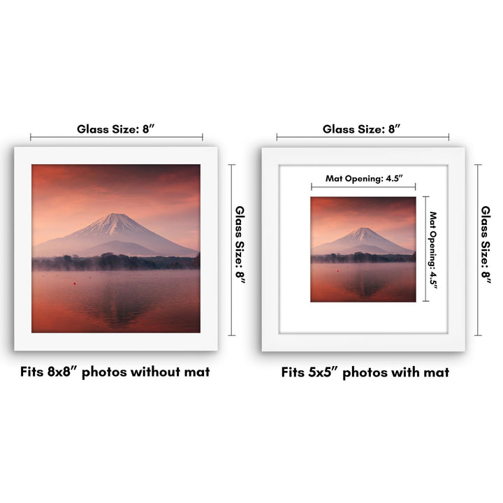 Americanflat 6x8 Picture Frame with Shatter-Resistant Glass - Use as 3x5 Frame with Mat or 6x8 Frame Without Mat - Signature Collection - Photo Frame for Tabletop and Wall Display - White 6x6