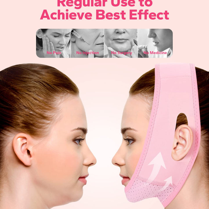 Meto Reusable Face Strap, V Line Mask, Double Chin Reducer, Chin Up Patch, Chin Strap, V Shaped Belt, V Shaped Face Mask for Sagging