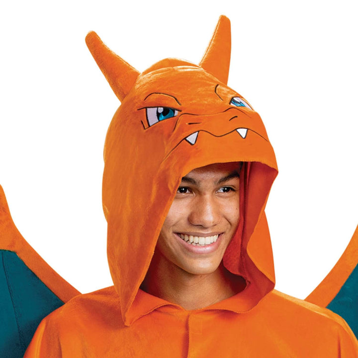 Disguise unisex-adult Charizard Costume for Adults, Deluxe Official Pokemon Halloween Costume With Hood and Wings As Shown Medium (38-40)