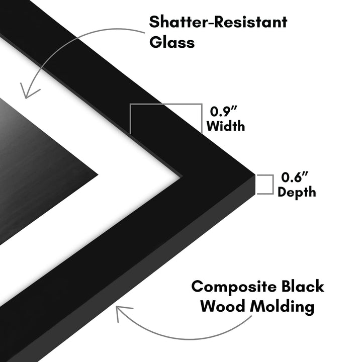 Americanflat 10x10 Picture Frame in Black - Displays 8x8 With Mat and 10x10 Without Mat - Composite Wood with Shatter Resistant Glass - Horizontal and Vertical Formats for Wall