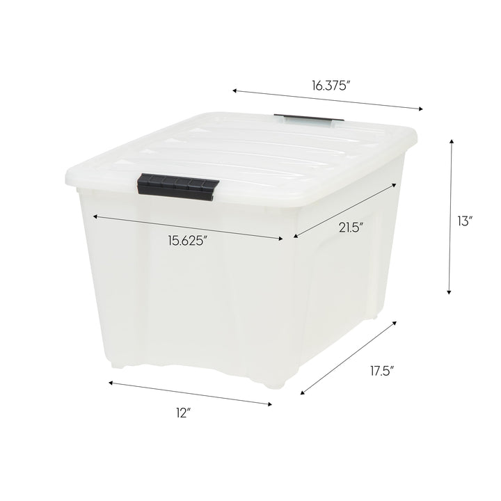 IRIS USA 54 Quart Stackable Plastic Storage Bins with Lids and Latching Buckles, 6 Pack - Pearl, Containers with Lids and Latches, Durable Nestable Closet, Garage, Totes, Tubs Boxes Organizing Latching Lid 54 Qt. - 6 Pack